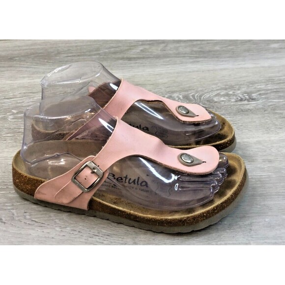 Birkenstock Betula Womens Sandal Pink Leather Cork Orthopedic Slip On Arch Shoes - Picture 1 of 6